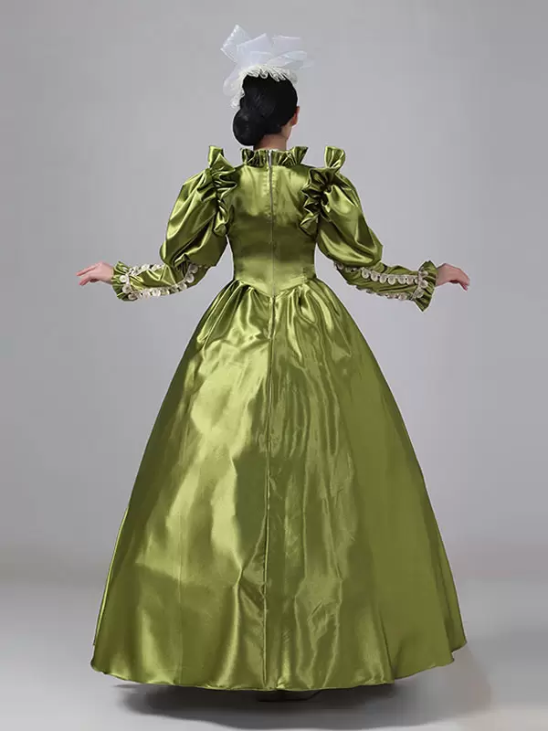 Dark Navy Retro Costumes Ruffles Polyester Dress Marie Antoinette Costume Women's Royal Tunic Vintage Clothing - Image 4