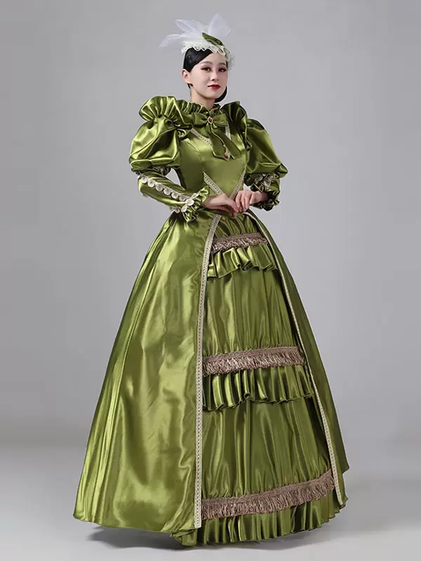 Dark Navy Retro Costumes Ruffles Polyester Dress Marie Antoinette Costume Women's Royal Tunic Vintage Clothing - Image 3