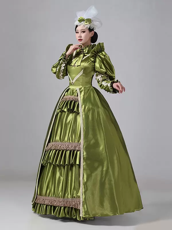 Dark Navy Retro Costumes Ruffles Polyester Dress Marie Antoinette Costume Women's Royal Tunic Vintage Clothing - Image 2