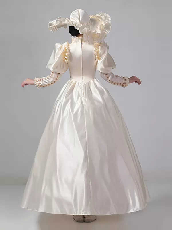 Dark Navy Retro Costumes Ruffles Polyester Dress Marie Antoinette Costume Women's Royal Tunic Vintage Clothing - Image 7