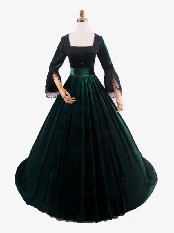 Deep Blue Retro Costumes Lace Polyester Marie Antoinette Costume Dress Women's Retro Tunic Vintage Clothing - Image 5