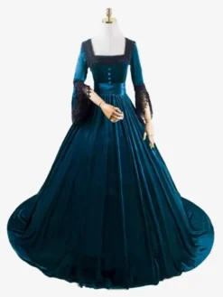 Deep Blue Retro Costumes Lace Polyester Marie Antoinette Costume Dress Women's Retro Tunic Vintage Clothing