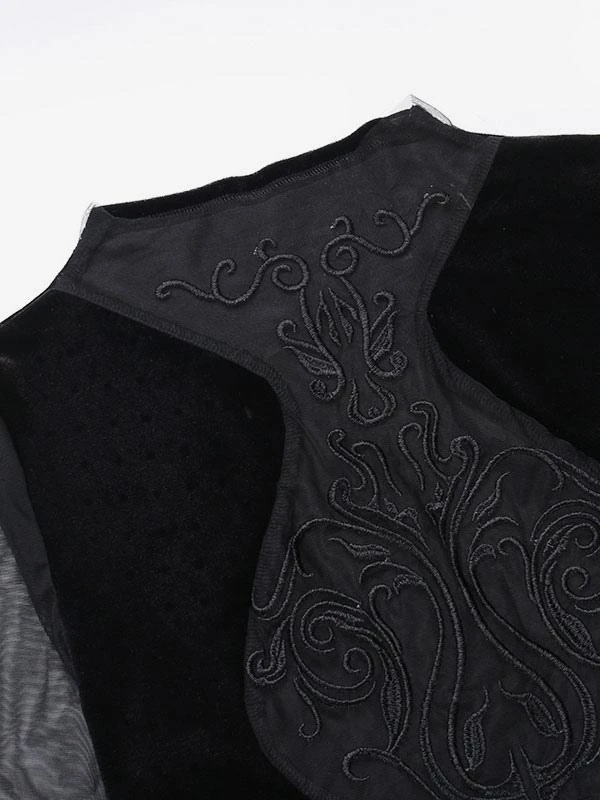 Black Gotic Dress Long Sleeves Sheer Bodycon Lolita Dress - Image 6