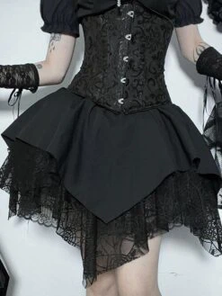 Black Gothic Lolita SK Ruffles Lace Lolita Skirts