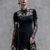 Black Gothic Punk Dress Long Sleeves Lace Lolita Dress
