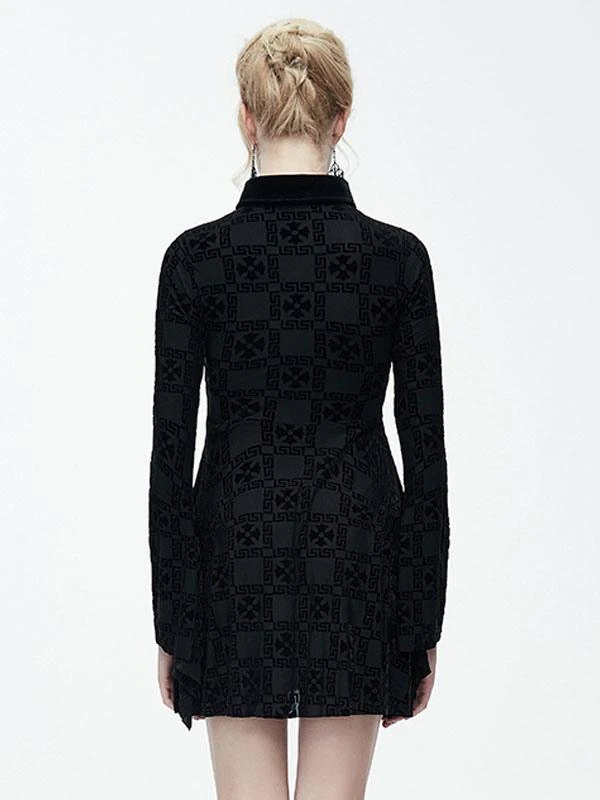 Black Gothic Dress Long Seelves Lace Stand Collar Lace Lolita Dress - Image 3