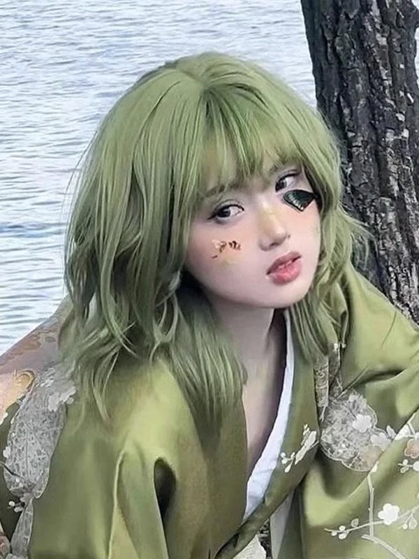 Harajuku Fashion Lolita Wigs Short Heat-resistant Fiber Green Lolita Accessories - Image 4