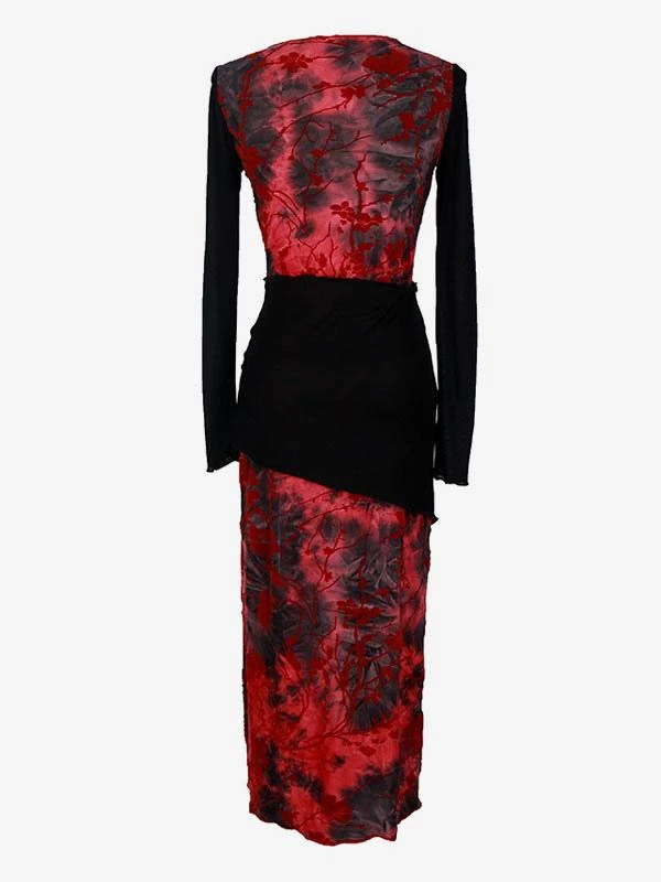 Gothic Lolita Dresses Lace Lace Up Floral Print Red Red - Image 10