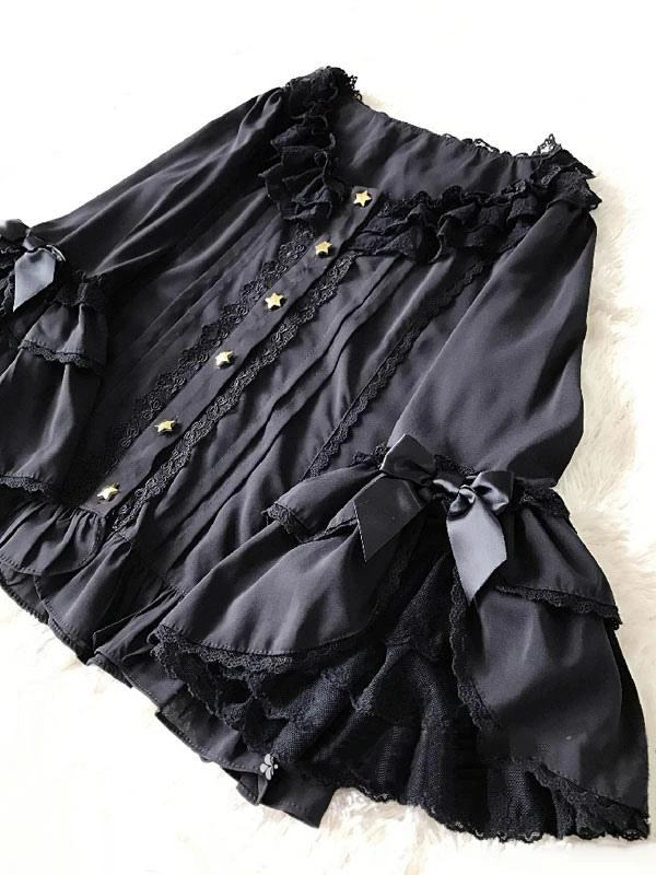 Steampunk Lolita Blouses Lolita Top Ruffles Bows Half Sleeves Blouse White Lolita Shirt - Image 6