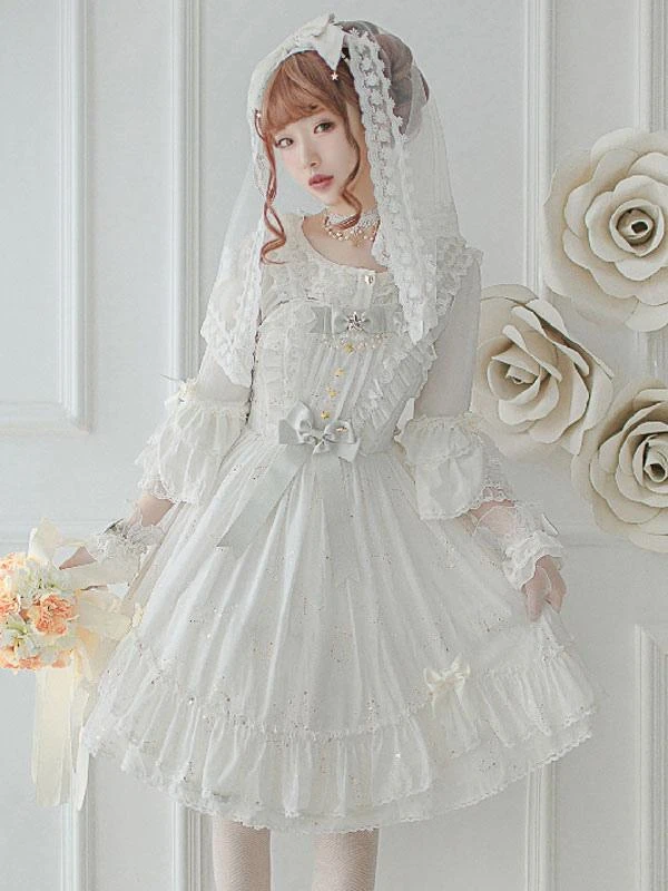 Steampunk Lolita Blouses Lolita Top Ruffles Bows Half Sleeves Blouse White Lolita Shirt