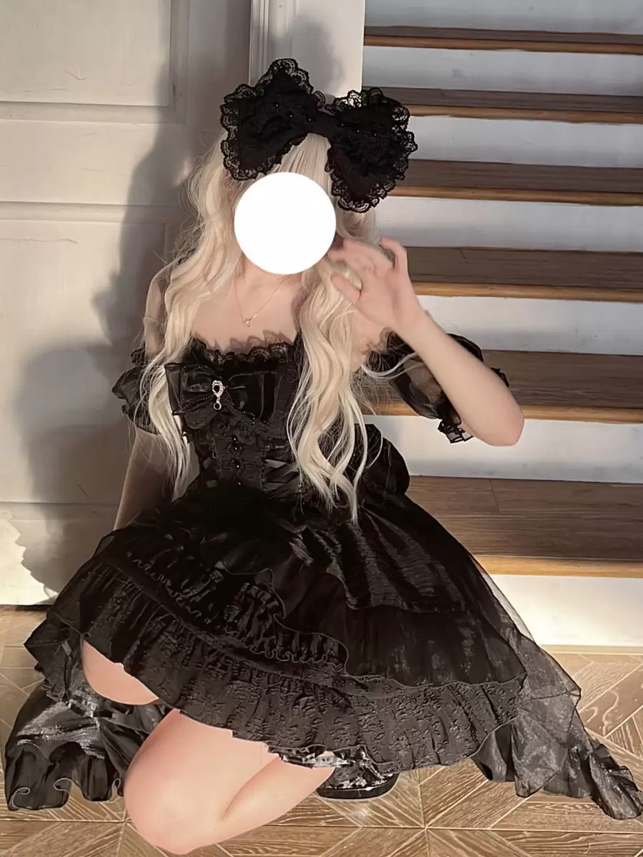 Gothic Lolita Dresses Lace Up Bows White Light Sky Blue - Image 4