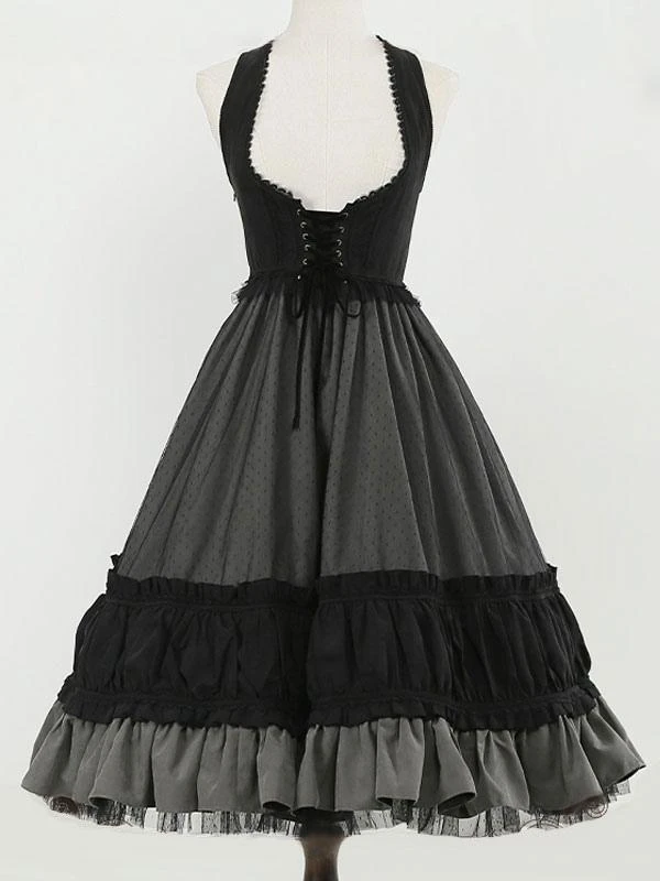 Gothic Lolita Dresses Ruffles Lace Black Burgundy
