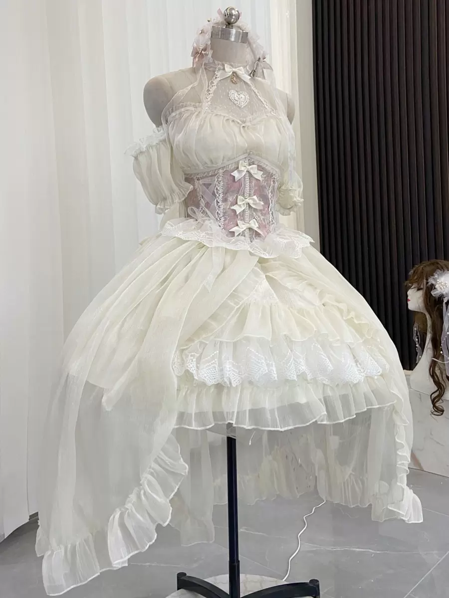 Lolita Wedding Dresses Tea Party Style Lolita Skirt Lace Short Sleeves Polyester Sweet Light Sky Blue - Image 6