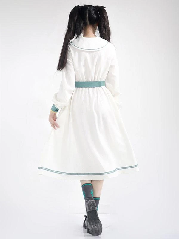 Sweet Lolita Dress Polyester Long Sleeves Navy Style Lolita Dress - Image 4