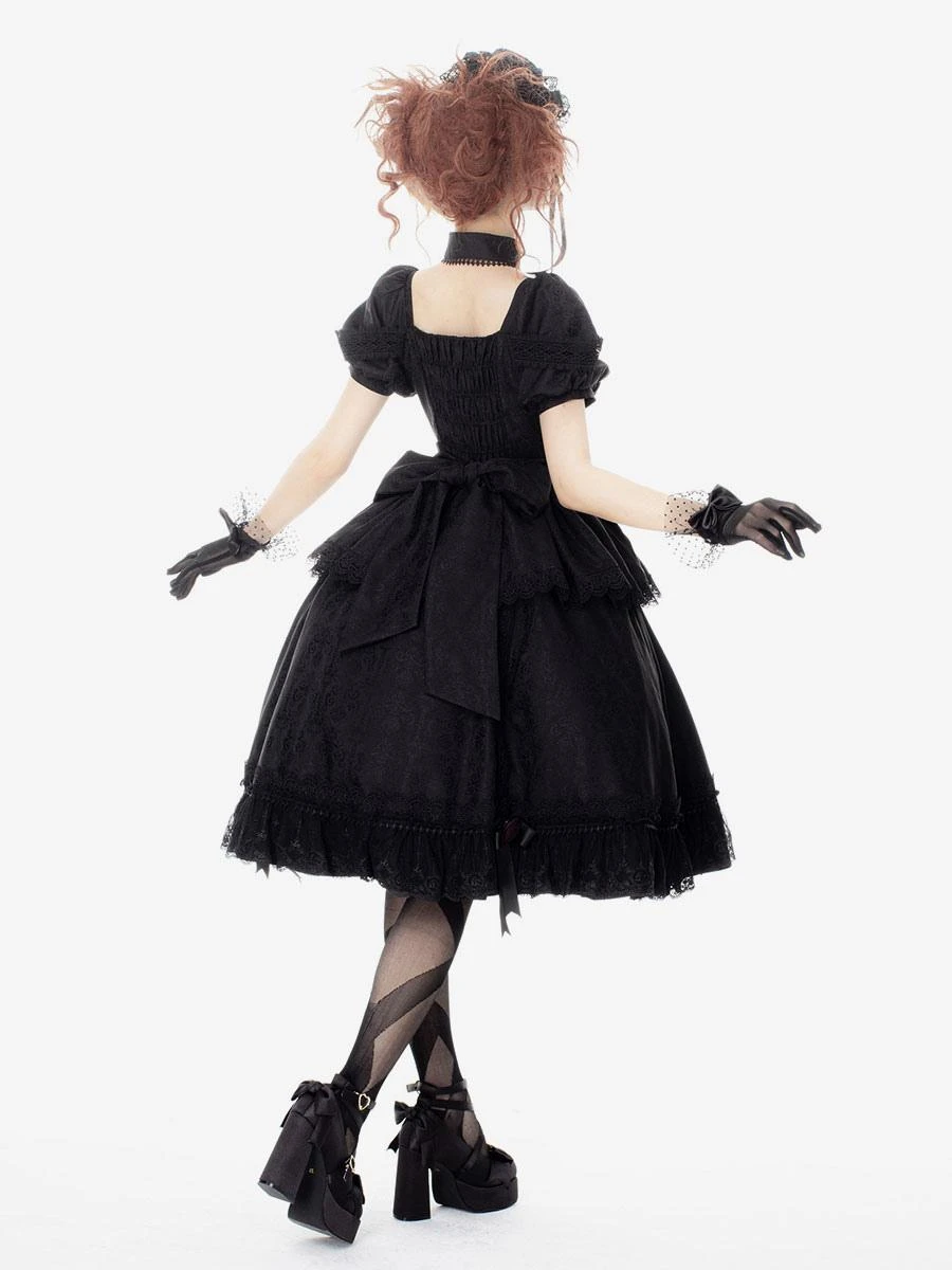 Gothic Lolita Dresses Ruffles Rose Black Black - Image 6