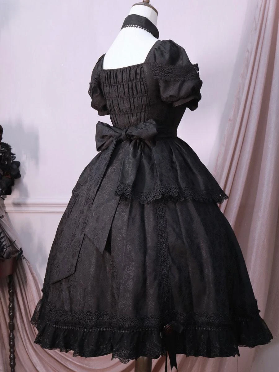 Gothic Lolita Dresses Ruffles Rose Black Black - Image 8