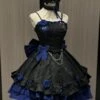 JSK Gothic Lolita Dresses Rose Ruffles Jacquard Blue Blue