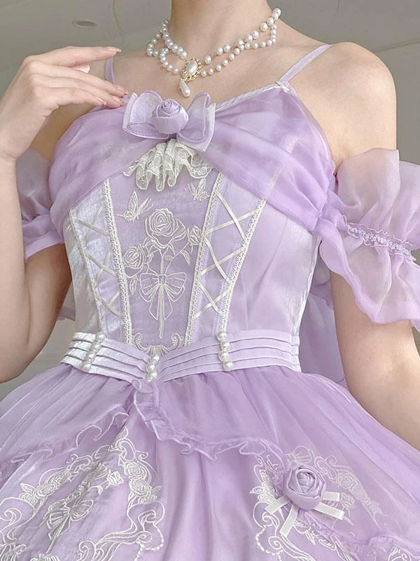 Sweet Lolita JSK Dress Embroidered Fuchsia Pink Lolita Jumper Skirts - Image 4