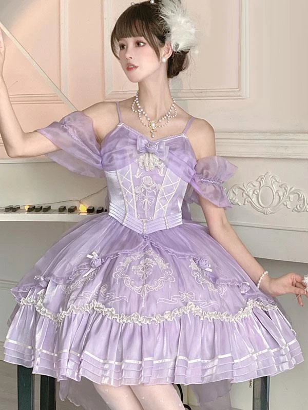 Sweet Lolita JSK Dress Embroidered Fuchsia Pink Lolita Jumper Skirts - Image 3