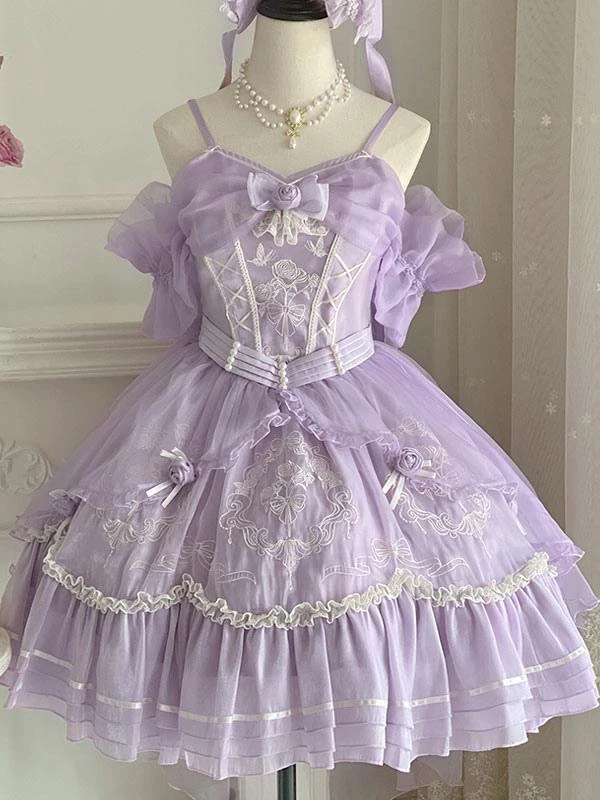 Sweet Lolita JSK Dress Embroidered Fuchsia Pink Lolita Jumper Skirts - Image 9