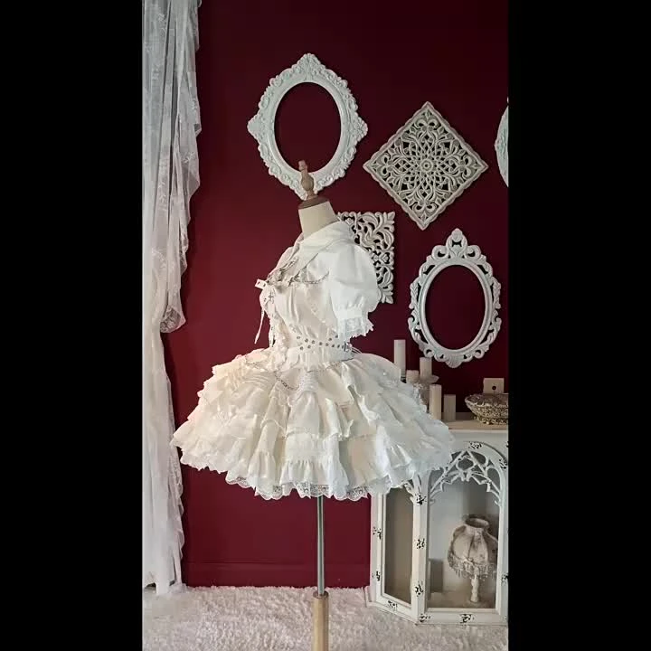 Gothic Lolita Dresses Chains Ruffles Cross Black Short Sleeves Lolita Dresses - Image 2