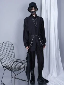 Steampunk Ouji Lolita Blouses Lolita Top Black Long Sleeves Lolita Shirt