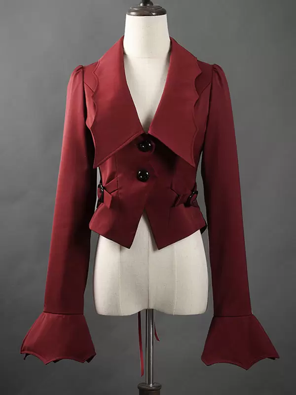 Gothic Ouji Lolita Coats Red Lace Up Polyester Overcoat Coat Spring Lolita Outwears - Image 6