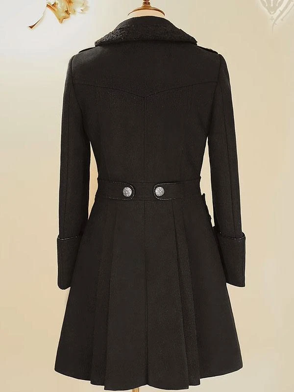 Steampunk Ouji Lolita Coats Black Coat Metal Details Overcoat Polyester Fall Lolita Outwears - Image 5