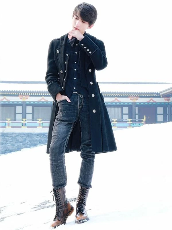 Steampunk Ouji Lolita Coats Black Coat Metal Details Overcoat Polyester Fall Lolita Outwears