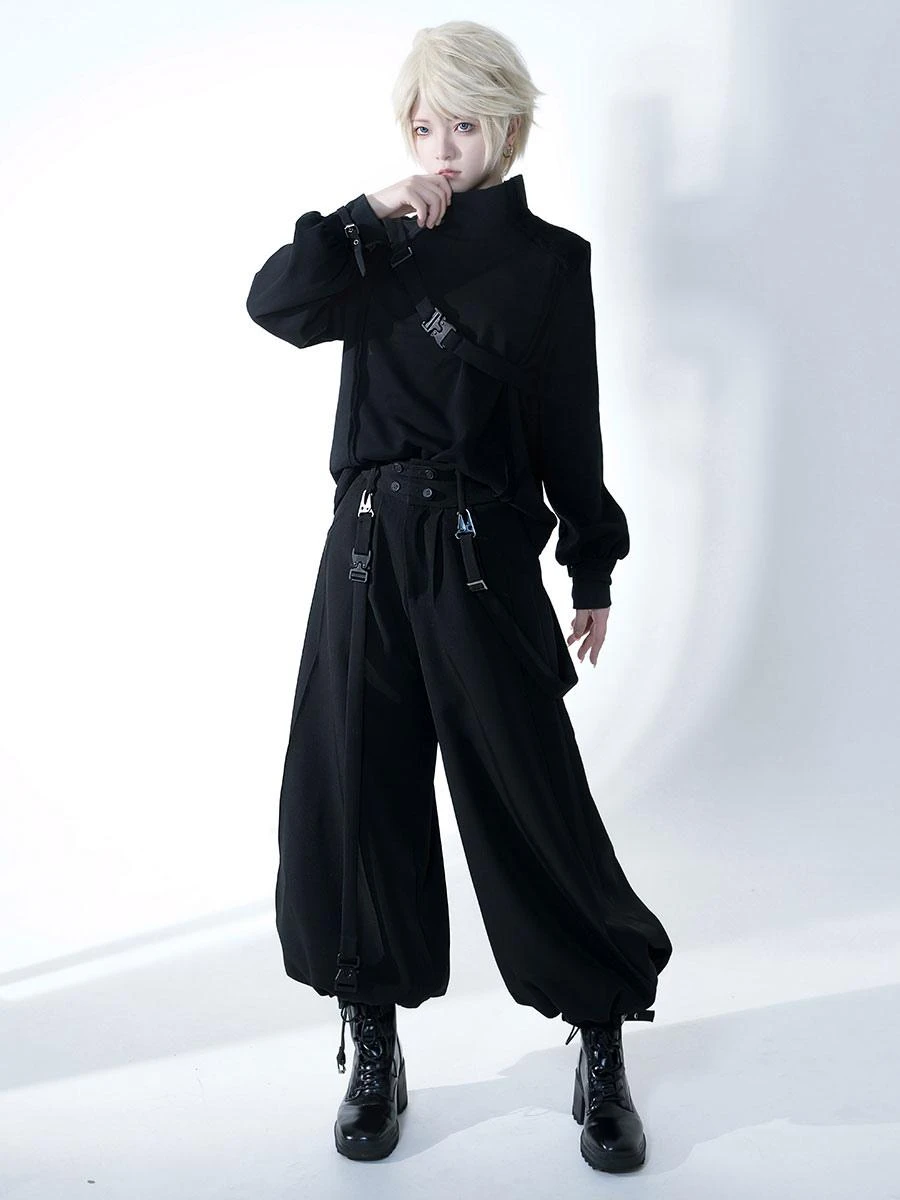 Steampunk Ouji Lolita Pant Black Harem Lolita Trousers - Image 3