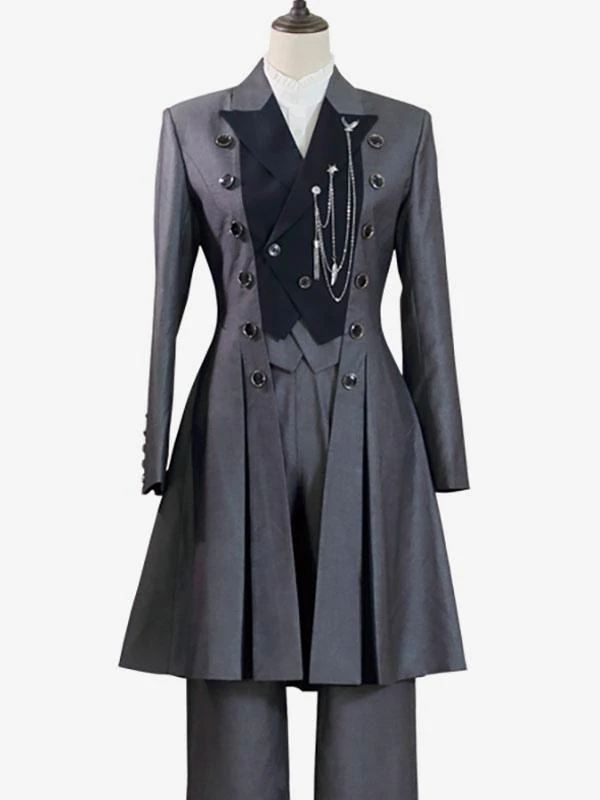 Steampunk Ouji Lolita Coats Gray Coat Overcoat Polyester Winter Lolita Outwears - Image 3