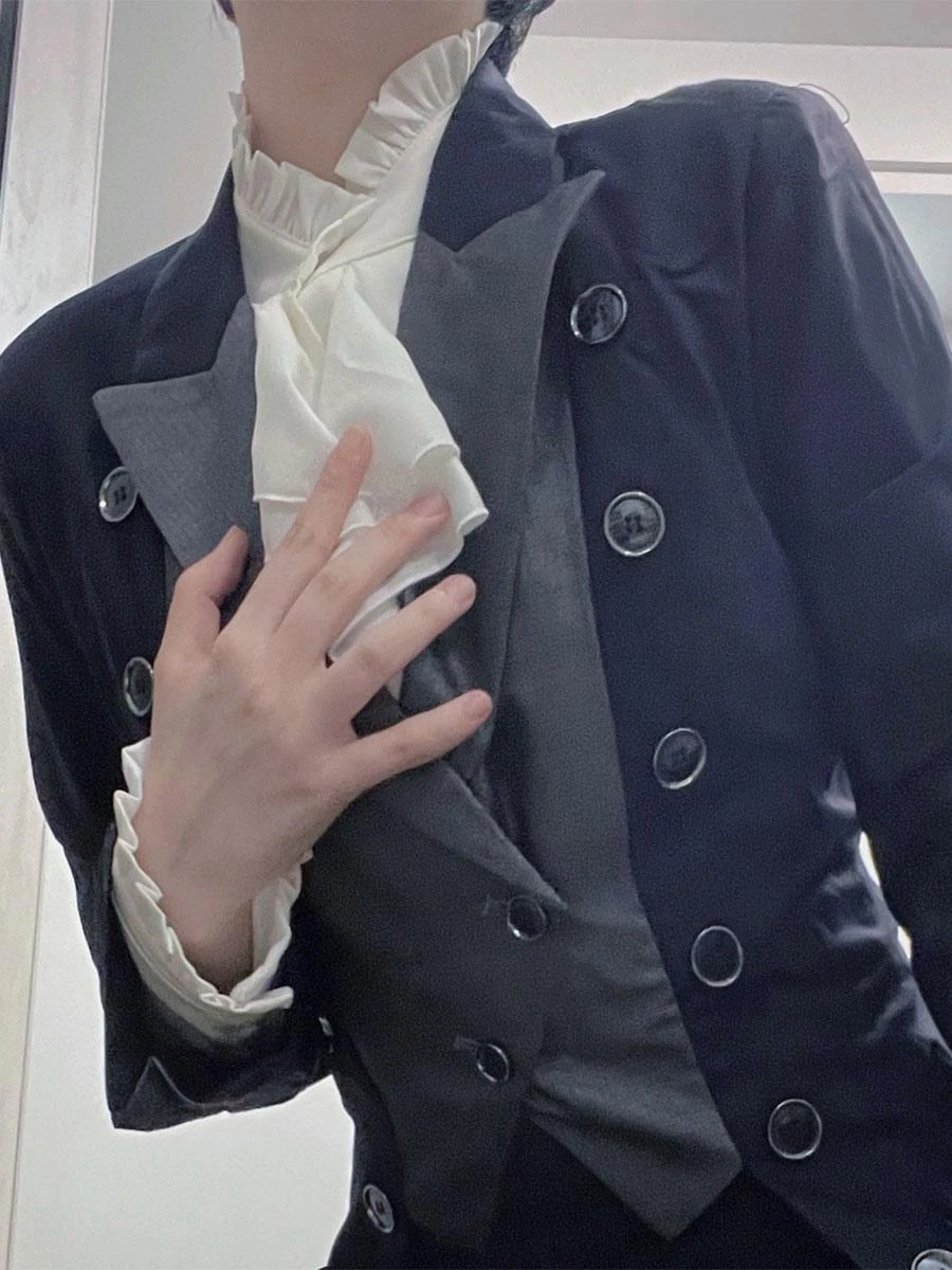 Steampunk Ouji Lolita Coats Gray Coat Overcoat Polyester Winter Lolita Outwears - Image 5