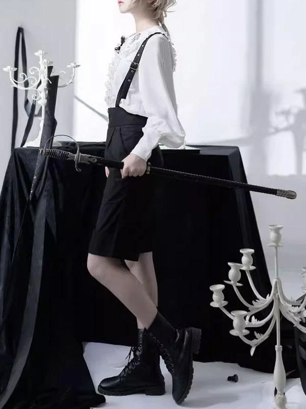 Steampunk Ouji Lolita Bloomers Black Straight Lolita Shorts - Image 3