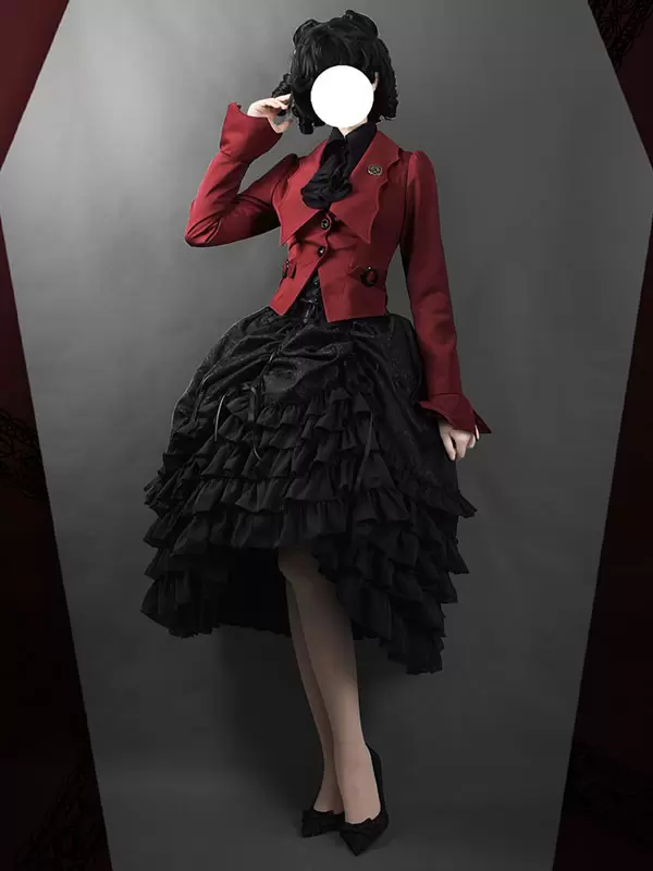 Gothic Ouji Lolita Coats Red Lace Up Polyester Overcoat Coat Spring Lolita Outwears - Image 2