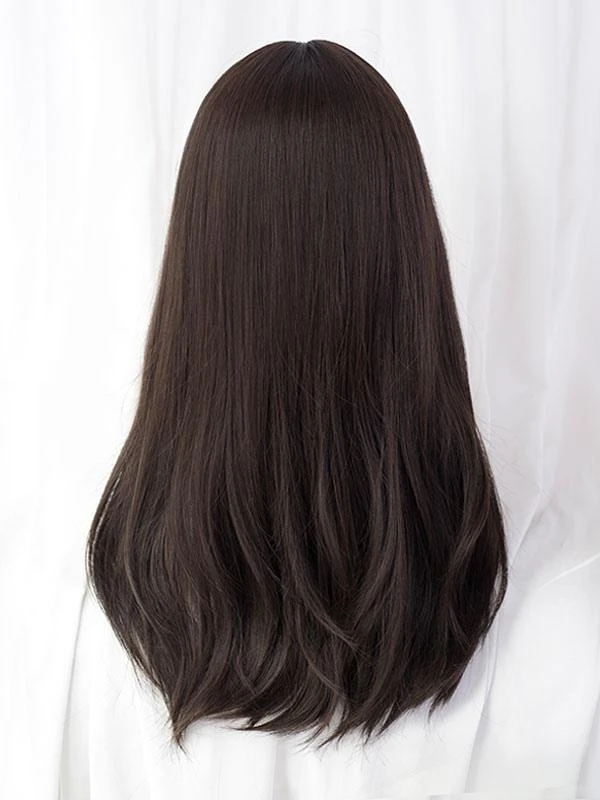 Sweet Lolita Wigs Brownish Black Long Heat-resistant Fiber Tousled Lolita Accessories - Image 2