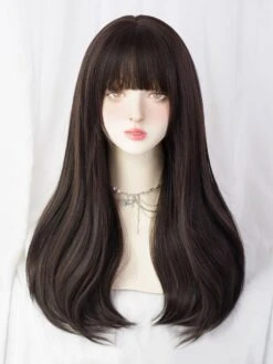 Sweet Lolita Wigs Brownish Black Long Heat-resistant Fiber Tousled Lolita Accessories