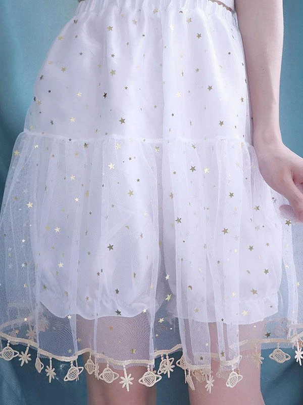 Sweet Lolita Bloomers Sequins Ruffles White Lolita Shorts - Image 5