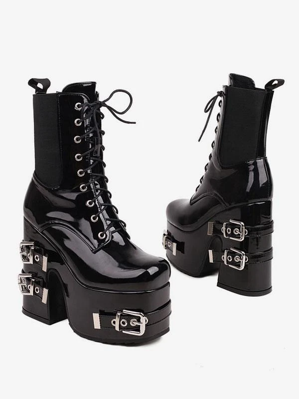 Women's Metal Details Round Toe Heelless Booties - Image 5