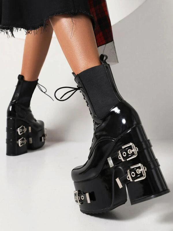 Women's Metal Details Round Toe Heelless Booties - Image 3