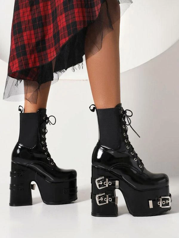 Women's Metal Details Round Toe Heelless Booties - Image 2