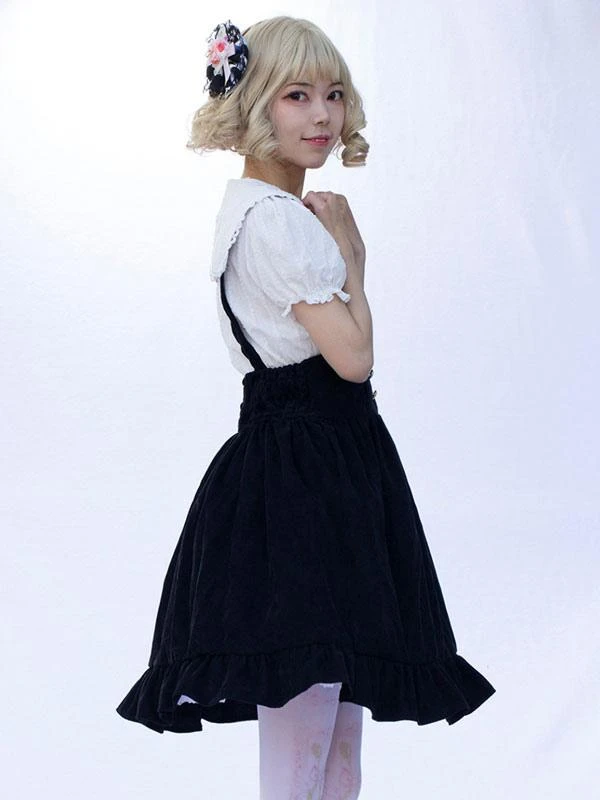 Idol clothes Lolita SK Angel Beats Floral Print Black Ruffles Lolita Skirts - Image 7