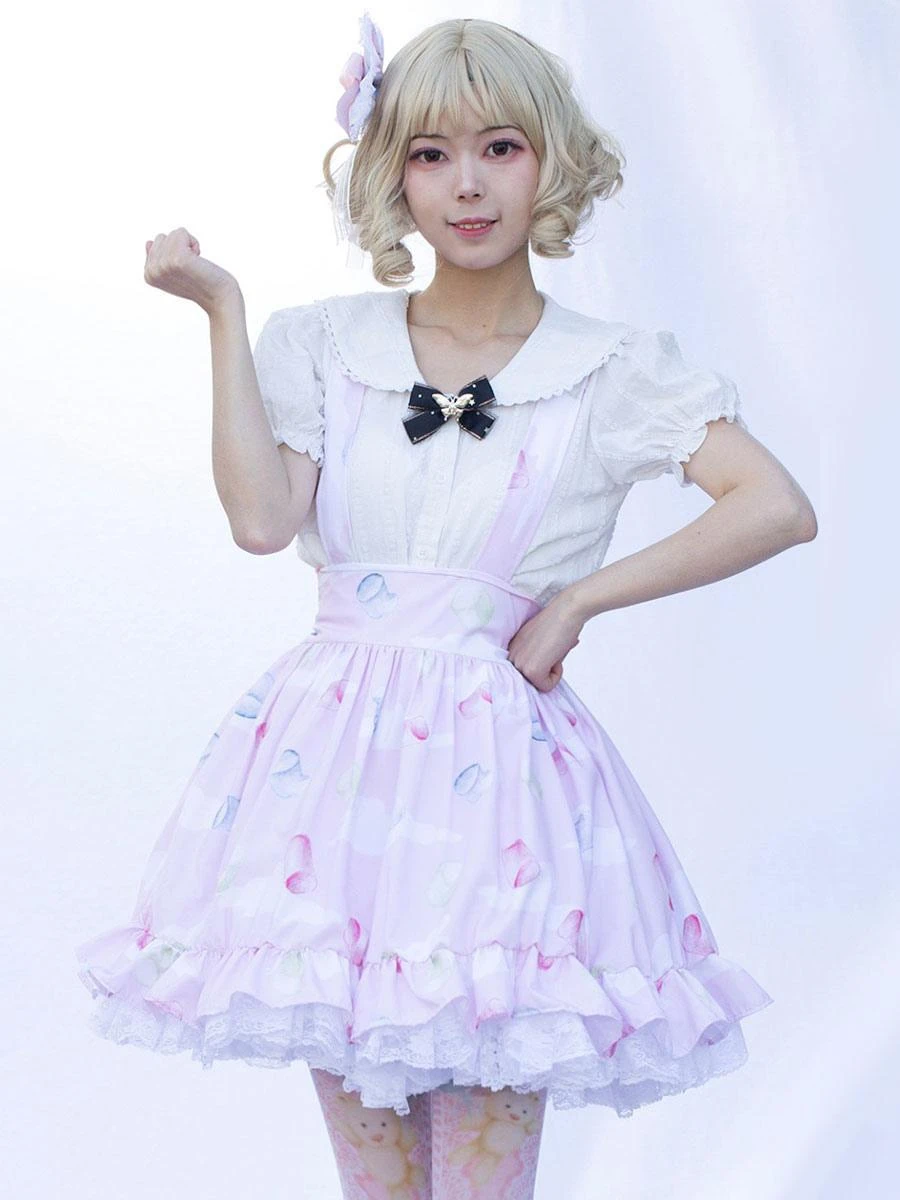 Harajuku Fashion Lolita SK Floral Print Soft Pink Ruffles Lolita Skirts - Image 6