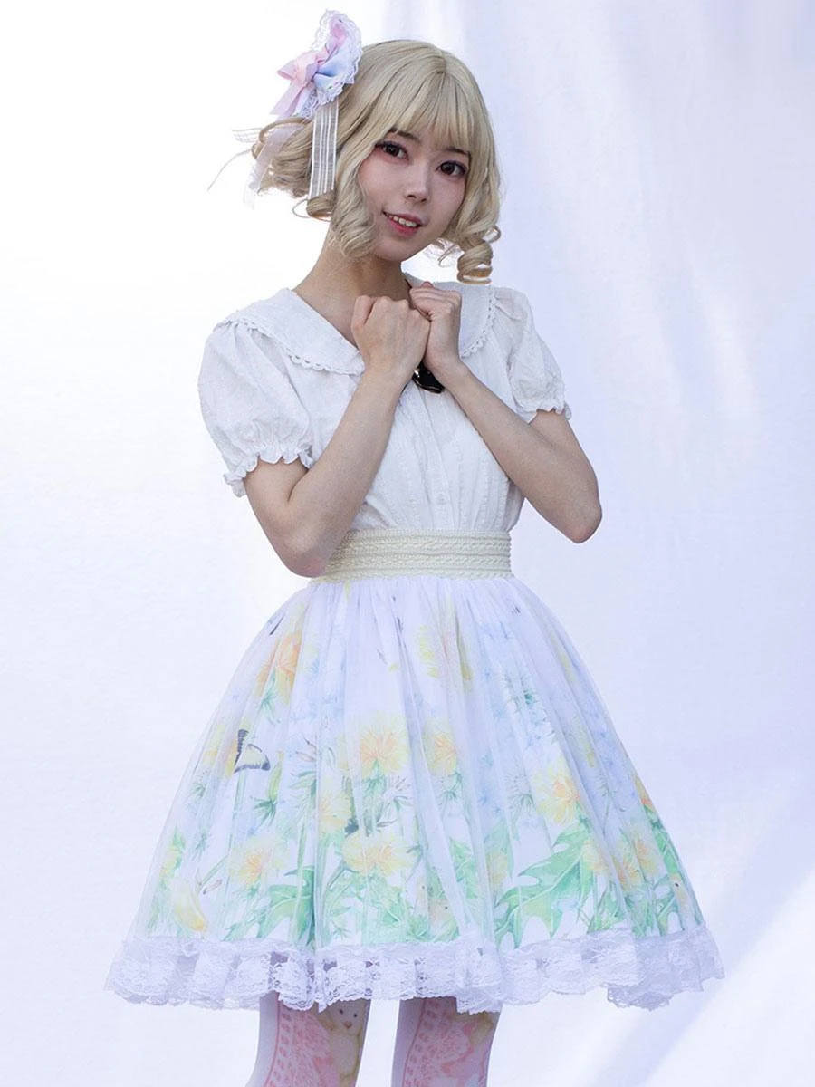 Pastoral Style Lolita Skirt Cardcaptor Sakura Ruffles As Image Floral Print Lolita Skirts - Image 6