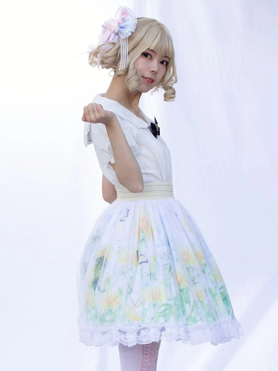 Pastoral Style Lolita Skirt Cardcaptor Sakura Ruffles As Image Floral Print Lolita Skirts - Image 5