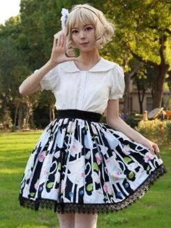 Harajuku Fashion Lolita SK Cardcaptor Sakura Floral Print Black Ruffles Lolita Skirts