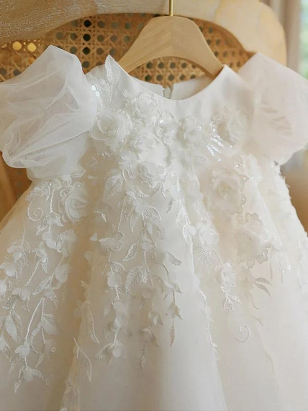 Wedding Party Dresses Wedding Beautiful Wedding Flower Girl Dress Flower Girl Dresses Formal Party Dress Short Sleeves Lace Ivory - Image 2