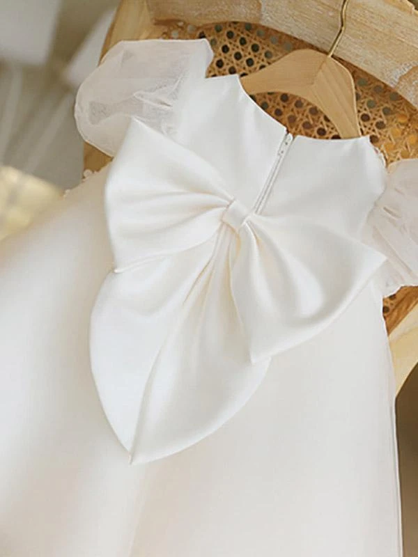 Wedding Party Dresses Wedding Beautiful Wedding Flower Girl Dress Flower Girl Dresses Formal Party Dress Short Sleeves Lace Ivory - Image 4