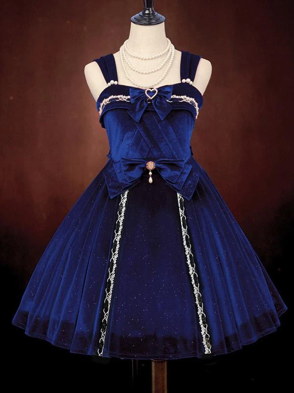 JSK Gothic Lolita Dresses Bows Lace Dark Green Burgundy - Image 7