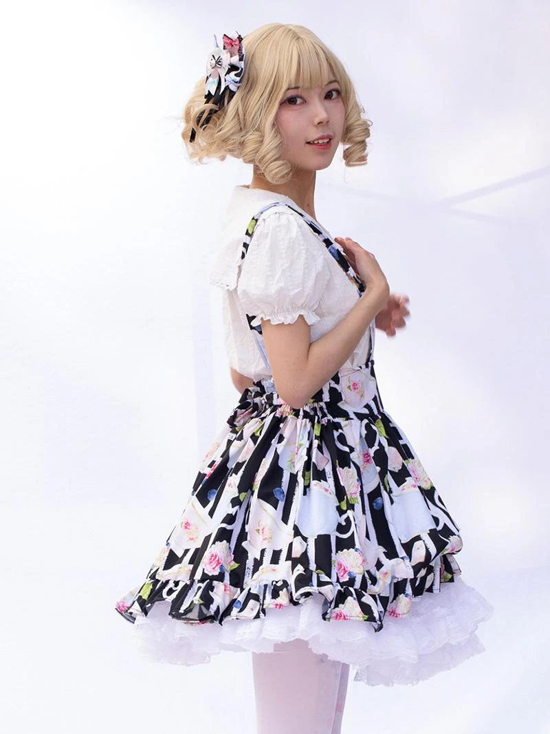 Idol clothes Lolita Skirt Cardcaptor Sakura Ruffles As Image Floral Print Lolita Skirts - Image 4