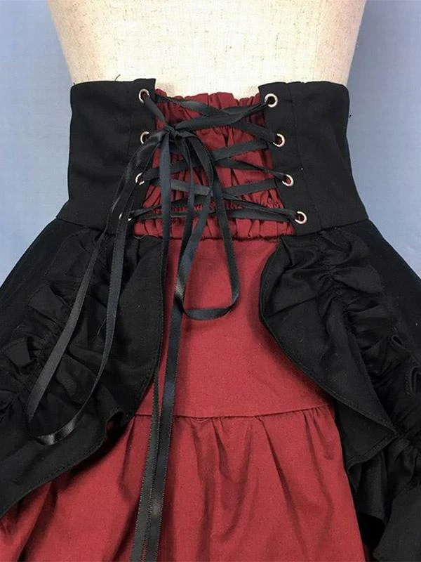 Gothic Lolita Skirt Burgundy Ruffles Lolita Skirts - Image 4